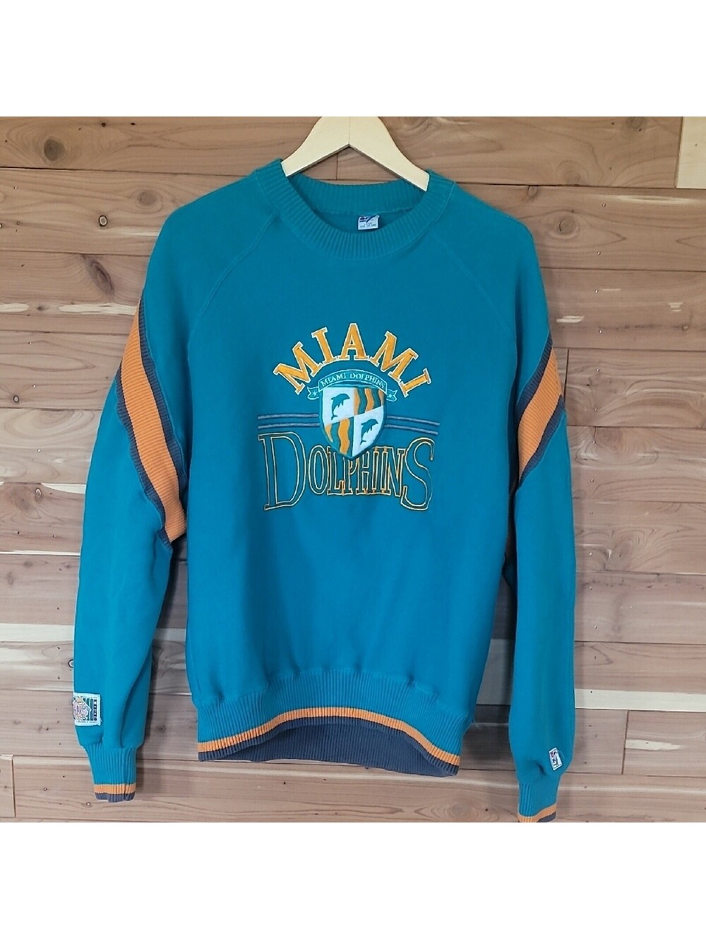 90s Vintage Logo 7 NFL Miami Dolphins Sweater, Large, Teal, Collector Item